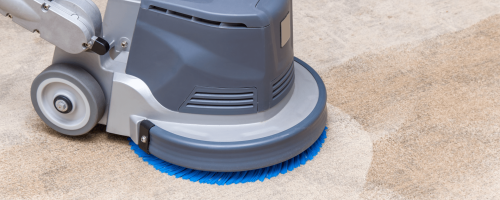 Commercial Carpet Cleaning Carpets chemical cleaning with professionally disk machine.